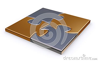 Finished metal puzzle Stock Photo