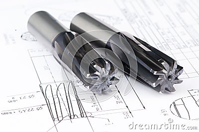 Finished metal reamer tools Stock Photo