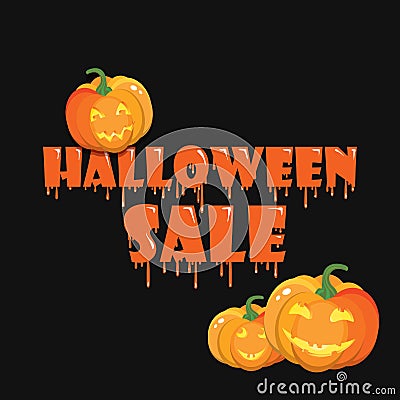 The finished poster design of the `Halloween sale` banner. Vector illustration with a flow of blood or mucus. Vector Illustration