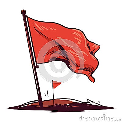 finishing mountain race competition flag Vector Illustration