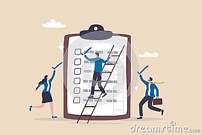 Finishing todo list, work checklist or accomplishment, project management, teamwork to get work done, complete plan concept, Vector Illustration