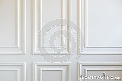 Fragment Of Classic White Walls Decorated With Moldings Stock Photo