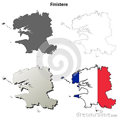 Finistere, Brittany outline map set Vector Illustration