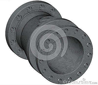 Finite element methode mehs of a mechanical pipe part - 3d ilustration Stock Photo