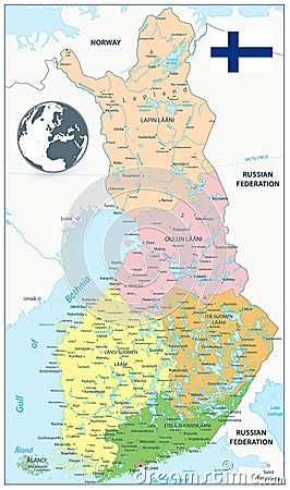 Finland Administrative Map Vector Illustration