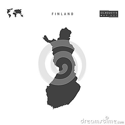 Finland Vector Map Isolated on White Background. High-Detailed Black Silhouette Map of Finland Vector Illustration