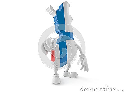 Finland character holding glass sample Cartoon Illustration
