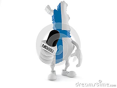Finland character holding interview microphone Cartoon Illustration