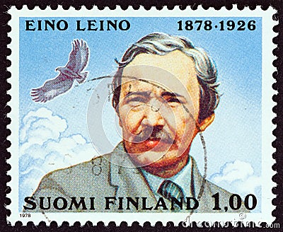 FINLAND - CIRCA 1978: A stamp printed in Finland shows poet Eino Leino, circa 1978. Editorial Stock Photo