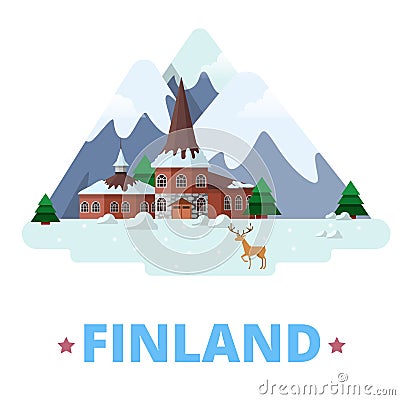 Finland country design template Flat cartoon style Vector Illustration