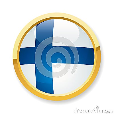 Finland flag button Cartoon Illustration