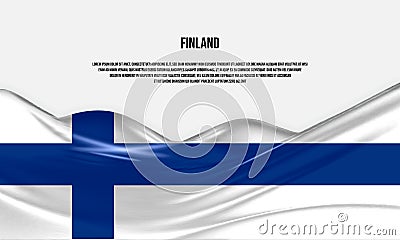 Finland flag design. Waving Finnish flag made of satin or silk fabric. Vector Illustration
