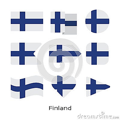 Finland flag icon set Vector Illustration