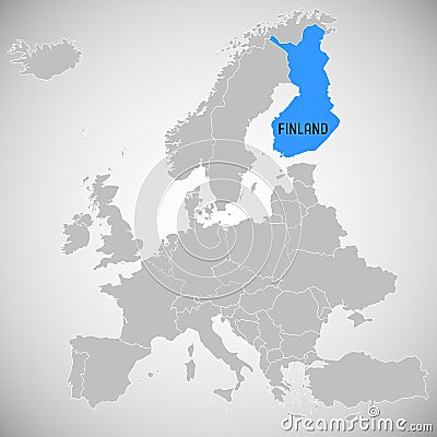 Finland and Europe map - white country borders outline Stock Photo