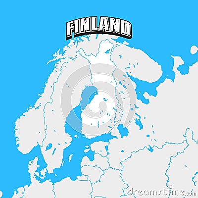 Finland map with blue background and headline Vector Illustration