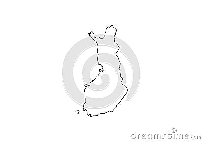 Finland outline map country shape national borders state Vector Illustration