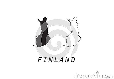 Finland outline map national borders Vector Illustration