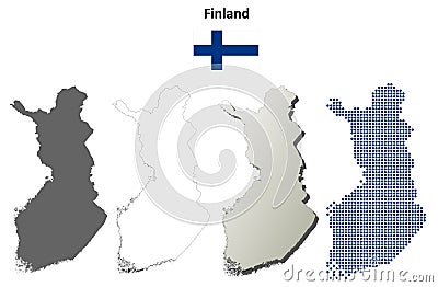 Finland outline map set Vector Illustration