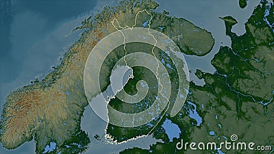 Finland outlined. Physical Stock Photo