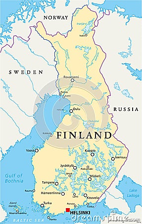 Finland Political Map Vector Illustration