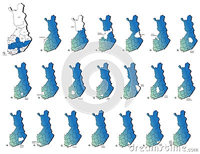Finland provinces maps Vector Illustration