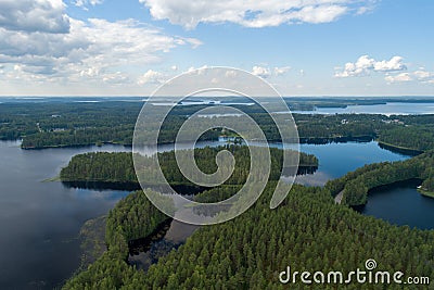 Views from the air of the lakes at Punkaharju Finland Stock Photo