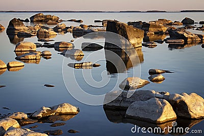 Finland: Rocky shoreline Stock Photo