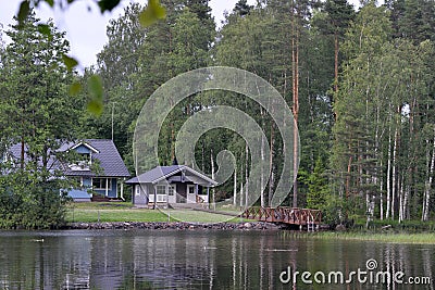 Finland summer house lake Stock Photo