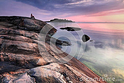 Finland: Sunset by the baltic sea Stock Photo