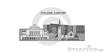 Finland, Tampere city skyline isolated vector illustration, icons Vector Illustration