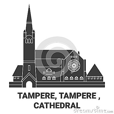 Finland, Tampere, Tampere , Cathedral travel landmark vector illustration Vector Illustration