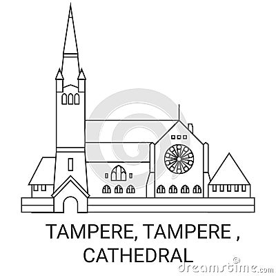 Finland, Tampere, Tampere , Cathedral travel landmark vector illustration Vector Illustration