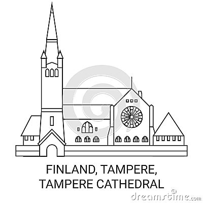 Finland, Tampere, Tampere Cathedral travel landmark vector illustration Vector Illustration