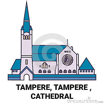 Finland, Tampere, Tampere , Cathedral travel landmark vector illustration Vector Illustration