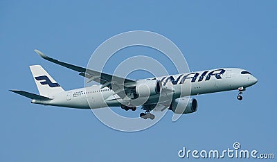 Finnair Airbus A350-900 Landing Editorial Stock Photo