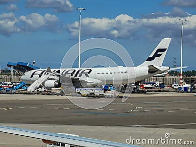 Finnair Airbus A330 parked at Schiphol Editorial Stock Photo