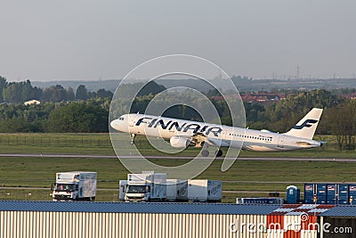Finnair airplane starting from frankfurt airport germany Editorial Stock Photo
