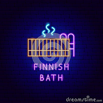 Finnish Bath Neon Label Vector Illustration