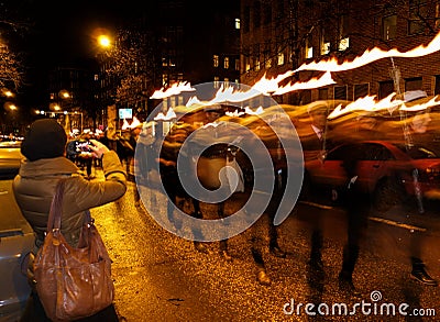 Finnish independence day torchlight procession Editorial Stock Photo