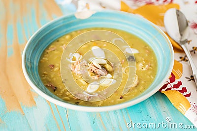 Finnish pea soup with smoked pork Stock Photo