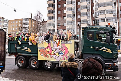 Finnish upper secondary school students and penkkarit Editorial Stock Photo