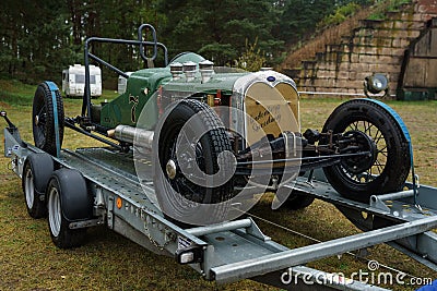 The Ford hotrod standing on a trailer. Editorial Stock Photo