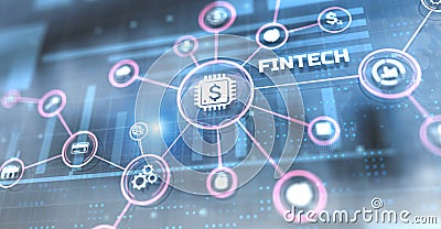 Fintech Financial technology concept on virtual screen Stock Photo