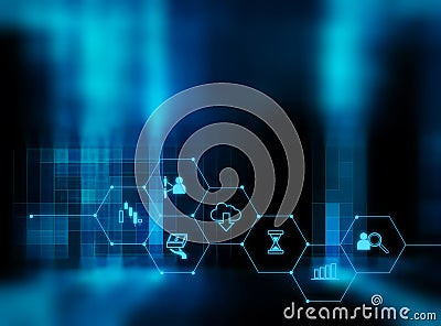 Fintech icon on abstract financial technology background . Stock Photo