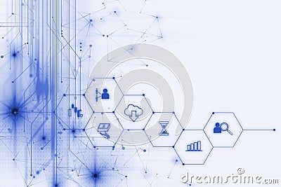 Fintech icon on abstract financial technology background . Stock Photo