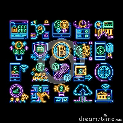 Fintech Innovation neon glow icon illustration Vector Illustration