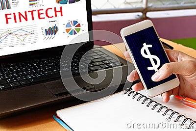 Fintech Investment Financial Internet Technology Concept. Man ho Stock Photo