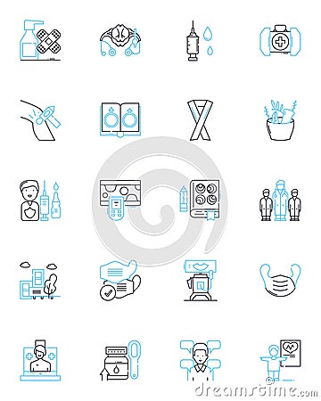 FinTech linear icons set. Blockchain, Cryptocurrency, Mobile, Digital, Payment, Peer-to-peer, Cloud line vector and Vector Illustration