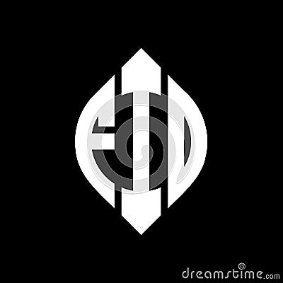 FIO circle letter logo design with circle and ellipse shape. FIO ellipse letters with typographic style. The three initials form a Vector Illustration