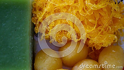 Fios de ovos, Sweet egg threads or Foi Thong Stock Photo